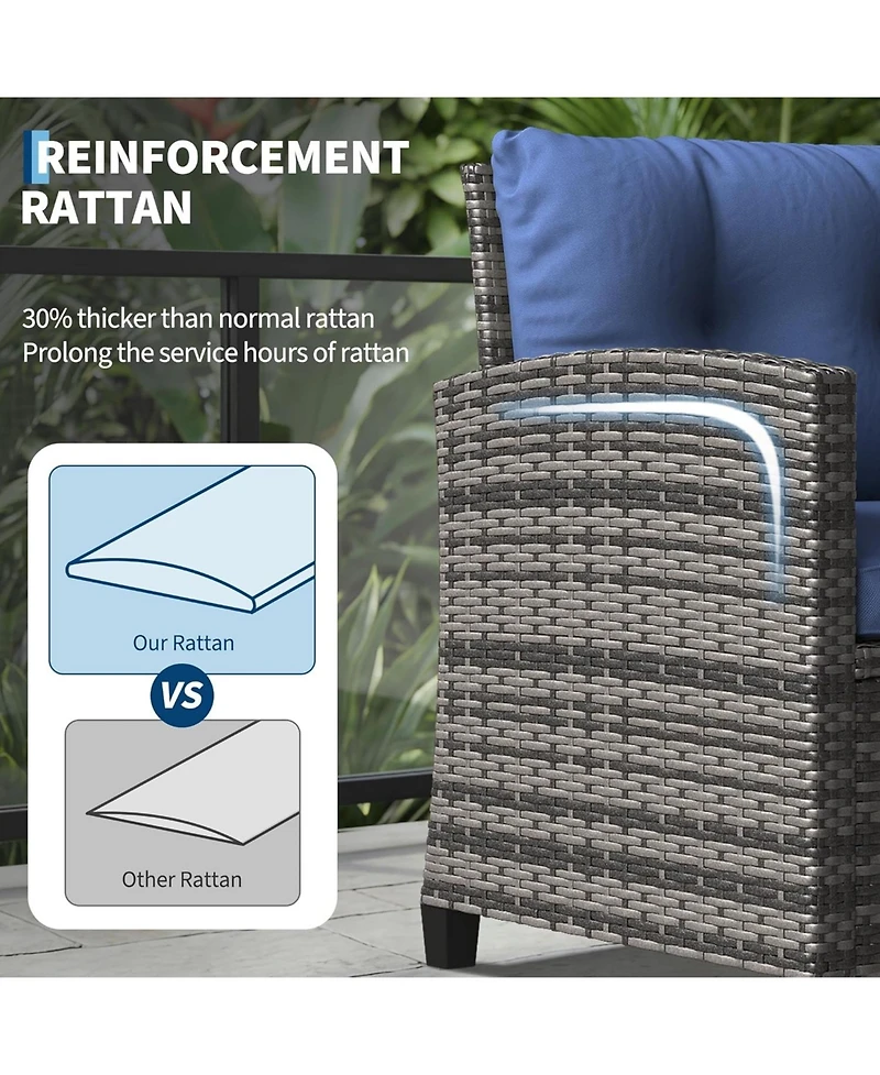 gaomon Patio Conversation Set Pe Rattan Bistro Furniture, Gradient Wicker with Cushions