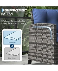 gaomon Patio Conversation Set Pe Rattan Bistro Furniture, Gradient Wicker with Cushions