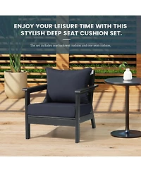 WestinTrends Water Repellent Outdoor 2-Piece Deep Set Patio Seat Back Chair Cushions, 25" x