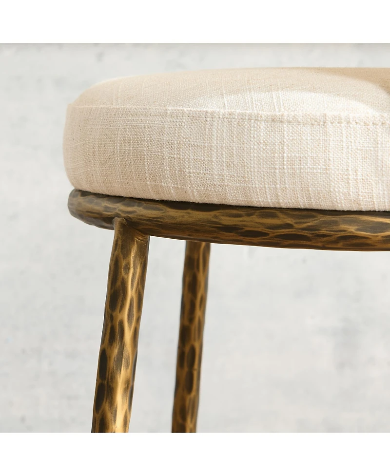 Morden Fort Counter Height Bar Stools, Modern Upholstered Counter Stools with Hammered Gold Iron Legs, Boucle Island Chairs for Dining Room and Bar