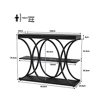 homfan Narrow 3-Tier Console Table for Entryway, Hallway, or Behind Sofa, Metal Frame, Wood Grain Finish