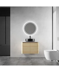 Sillysis Wall Mounted Modern Bathroom Vanity with Plywood Cabinet, Stone Countertop