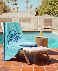 Tommy Hilfiger Colorblock Monogram Cotton Beach Towel, 68" x 36"