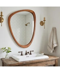 Laoties 20" x 30" Irregular Wall Mirror, Wood Frame Bathroom Vanity Mirror for Entryway, Bedroom and Living Room