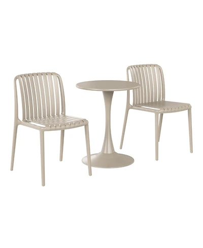 3-Piece Outdoor Metal Dining Table Set And Stackable Resin Patio Chairs
