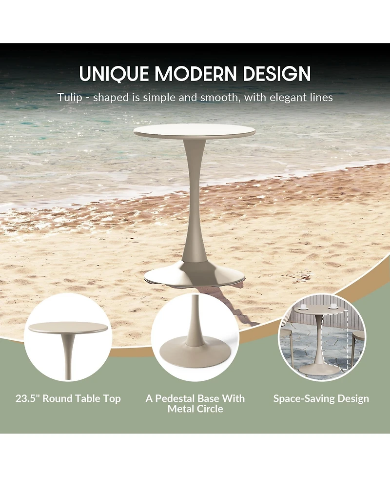 3-Piece Outdoor Metal Dining Table Set And Stackable Resin Patio Chairs