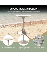 3-Piece Outdoor Metal Dining Table Set And Stackable Resin Patio Chairs