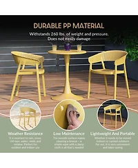WestinTrends 3-Piece Indoor Outdoor Metal Patio Dining Table Set With Stackable Patio Chairs
