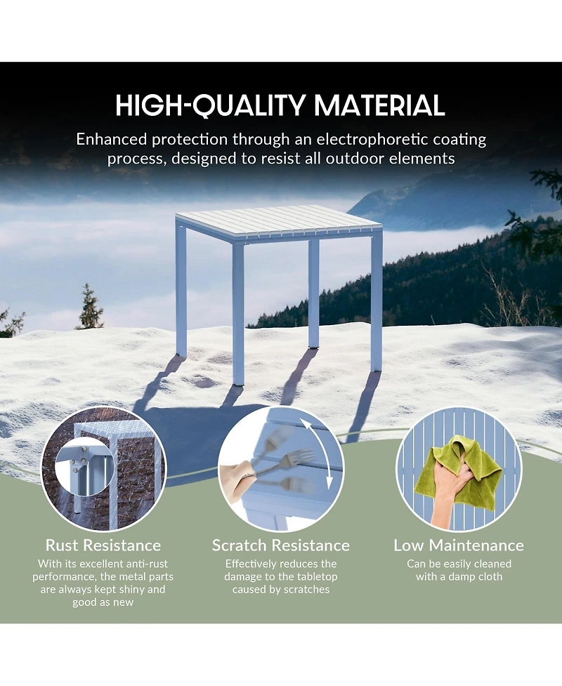 5-Piece Outdoor Square Dining Table Patio Set with Stackable Chairs