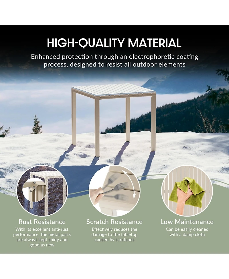 5-Piece Outdoor Square Dining Table Patio Set with Stackable Chairs