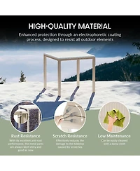 5-Piece Outdoor Square Dining Table Patio Set with Stackable Chairs