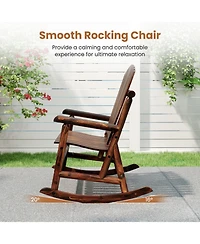 Gouun Outdoor Adirondack Rocking Chair with High Back and Slatted Seat, 660 lb Capacity