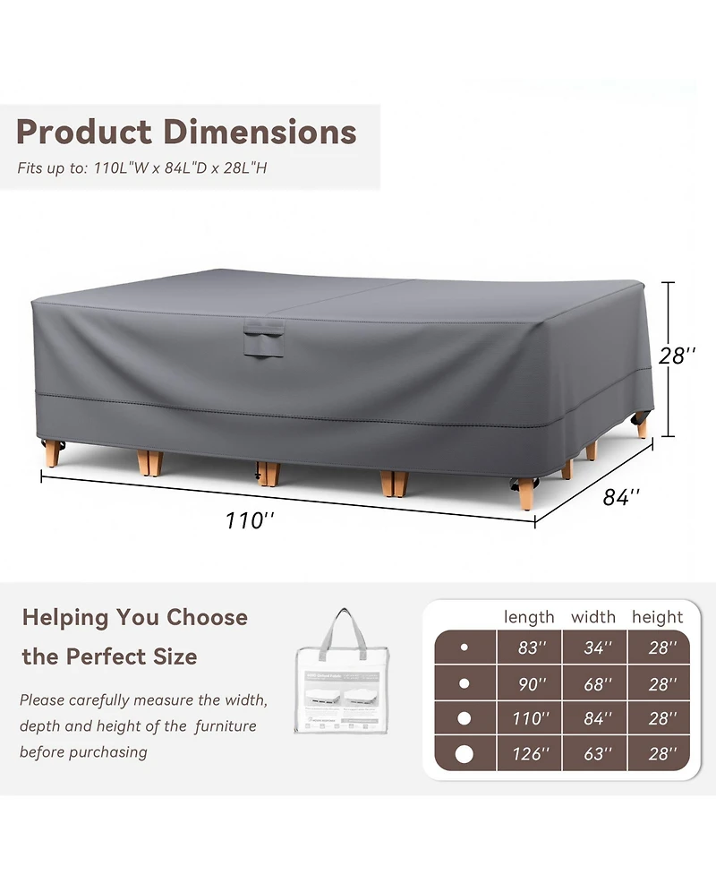 Pocassy Rectangle Patio Furniture Cover Waterproof Outdoor Dining Table and Chair Cover Anti-uv Outside Sectional Sofa Set Covers