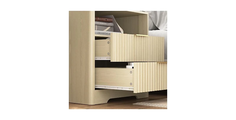 Lucky One 23" Width Smart Nightstand with Charging Station, Voice-Controlled Night Light