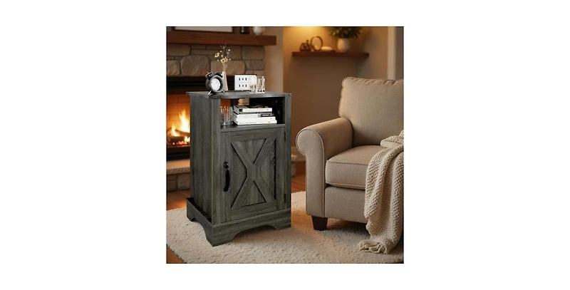 Lucky One 16" Width Farmhouse Nightstand with Usb Charging Station