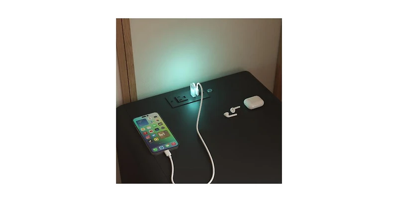 Lucky One 18"W Smart Nightstand with Charging Station, Voice-Controlled Night Light