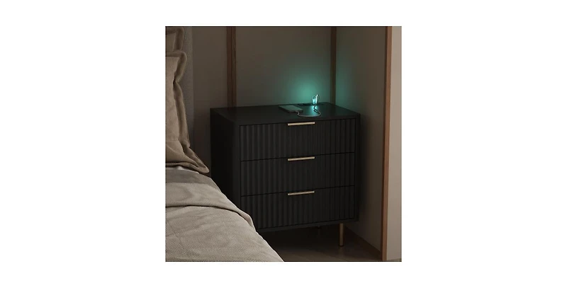 Lucky One 23"W Smart Nightstand with Charging Station, Voice-Controlled Night Light