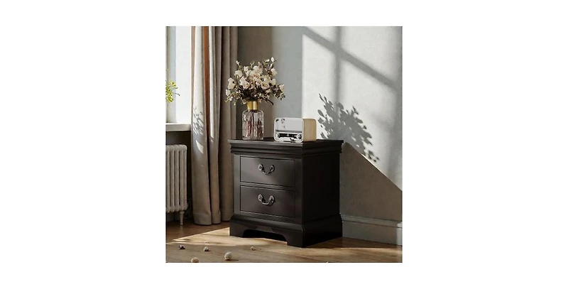 Lucky One 22"W Classic Wooden 2-Drawer Nightstand