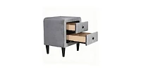 Lucky One 20"W Velvet 2-Drawer Nightstand
