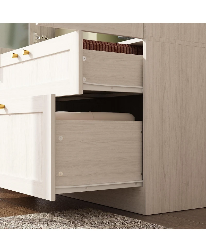 Homsee 2-Door 2-Drawer Wardrobe - Frosted Glass Closet | Modern Wooden Organizer | Bedroom Storage