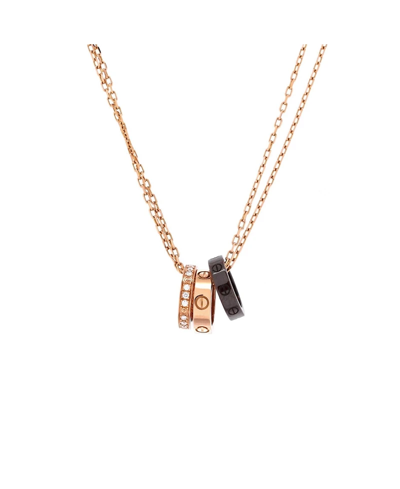 Pre-Owned Cartier Love 3 Ring Pendant Necklace