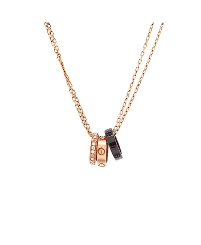 Pre-Owned Cartier Love 3 Ring Pendant Necklace