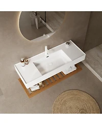 Sillysis Floating Bathroom Vanity with Acrylic Integrated Sink, Wall Mounted Shelf