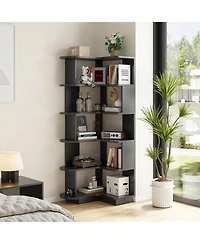 Clihome 5-Tier Freestanding Storage Corner Bookshelf