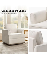 Hulala Home Eartha Farmhouse Upholstered Swivel Accent Armchair with Solid Wood Base