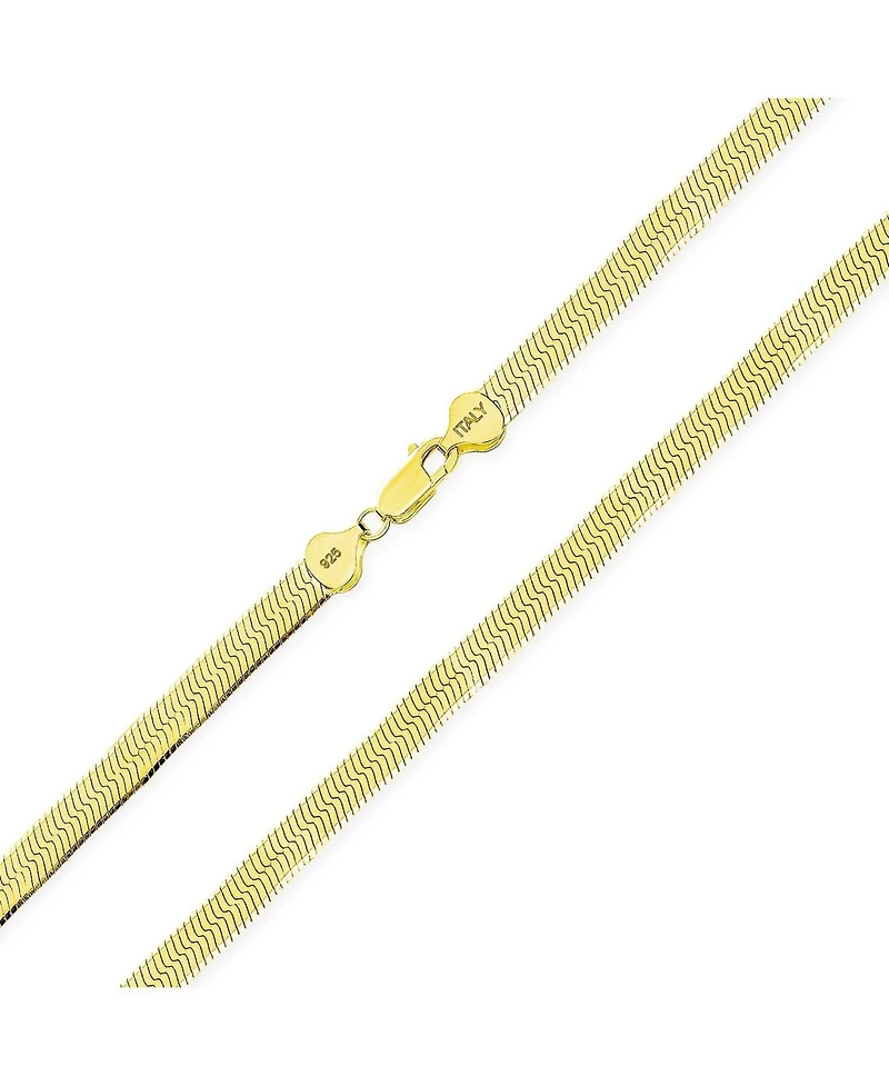 Bling Jewelry Gold Plated .925 Sterling Silver 3.5 mm Flat Omega Snake Flexible Herringbone Collar Necklace