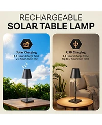Bell + Howell Modern Design Solar Rechargeable Led Light with 3 Dimmable Modes Portable Table Lamp