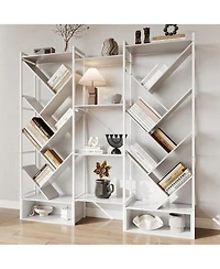 gaomon Triple 6 Tier Bookshelf, Large Bookcase Industrial Bookshelf with 24 Open Display Shelves, Industrial Tree Bookshelf