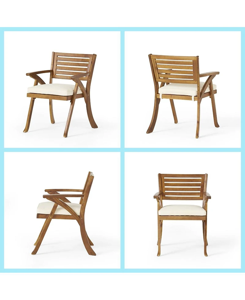 Asagikoiai 6-Piece Acacia Wood Outdoor Dining Set with Handwoven Rattan Legs