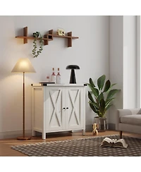 homfan X-Shaped Double Door Sideboard Cabinet, Accent Buffet Server with Storage Shelves for Dining Room Living Room