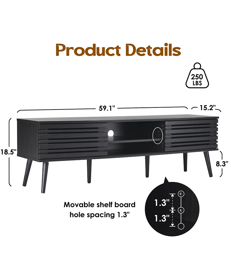 Clihome Mid Century Modern Storage Tv Stands for up to 70"