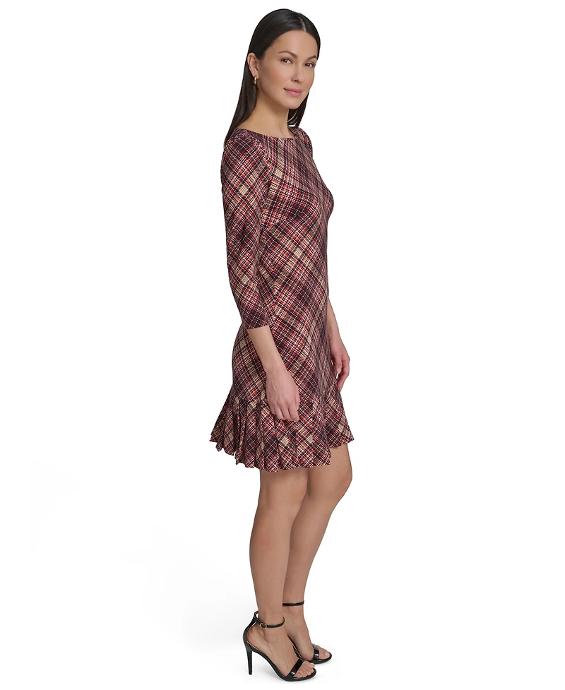 Tommy Hilfiger Women's Crewneck Pleated Hem Shift Dress