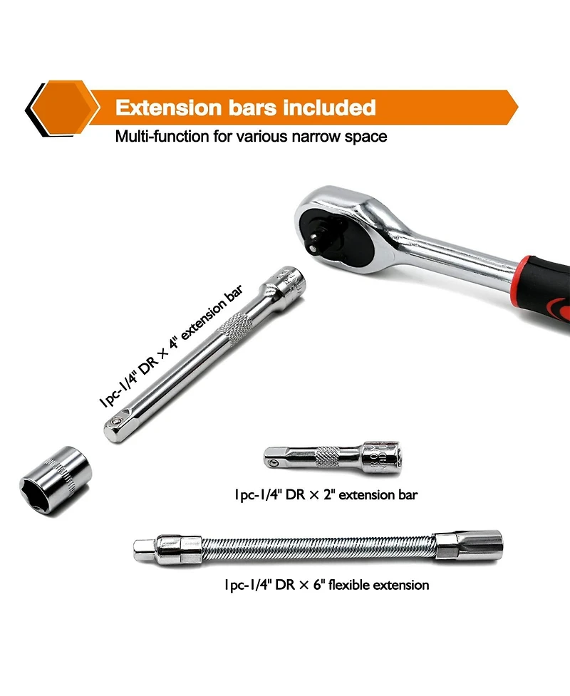 Xdovet Socket Ratchet Wrench Set Bit Metric Extension Bar Auto Repairing Household