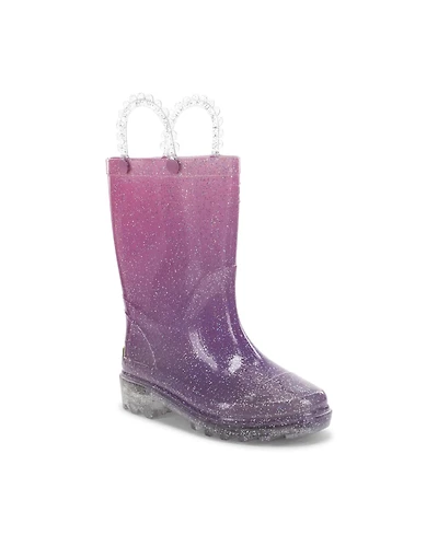 Western Chief Big Girls Glitter Ombre Lighted Rain Boot