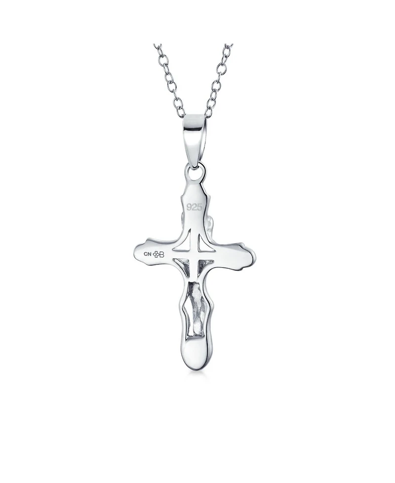 Bling Jewelry Religious Jesus Passion Crucifix Cross Pendant Necklace Matte .925 Sterling Silver 18 Inch