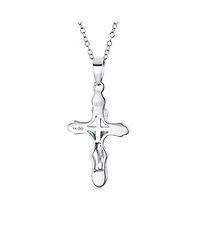 Bling Jewelry Religious Jesus Passion Crucifix Cross Pendant Necklace Matte .925 Sterling Silver 18 Inch