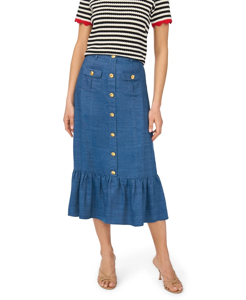 CeCe Women's Button-Down Denim Midi Skirt