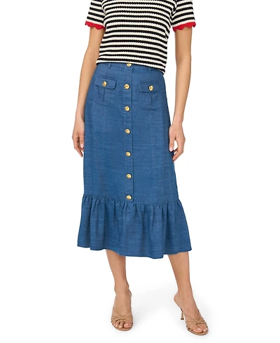 CeCe Women's Button-Down Denim Midi Skirt