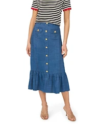 CeCe Women's Button-Down Denim Midi Skirt