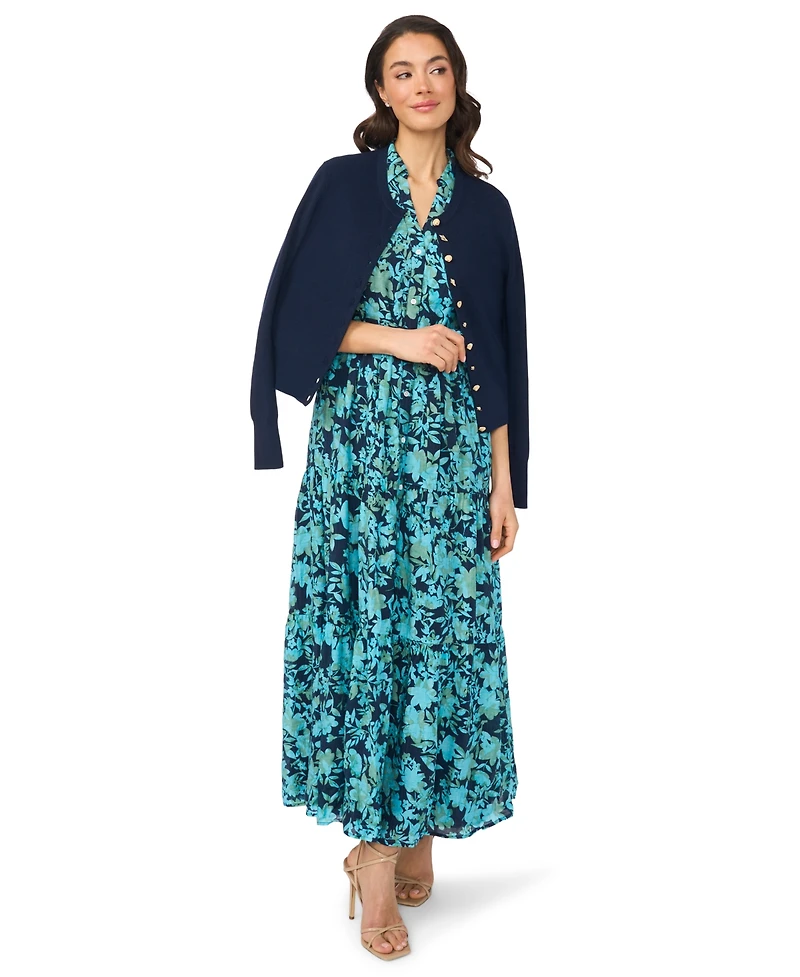 CeCe Women's Long-Sleeve Crewneck Rayon Cardigan