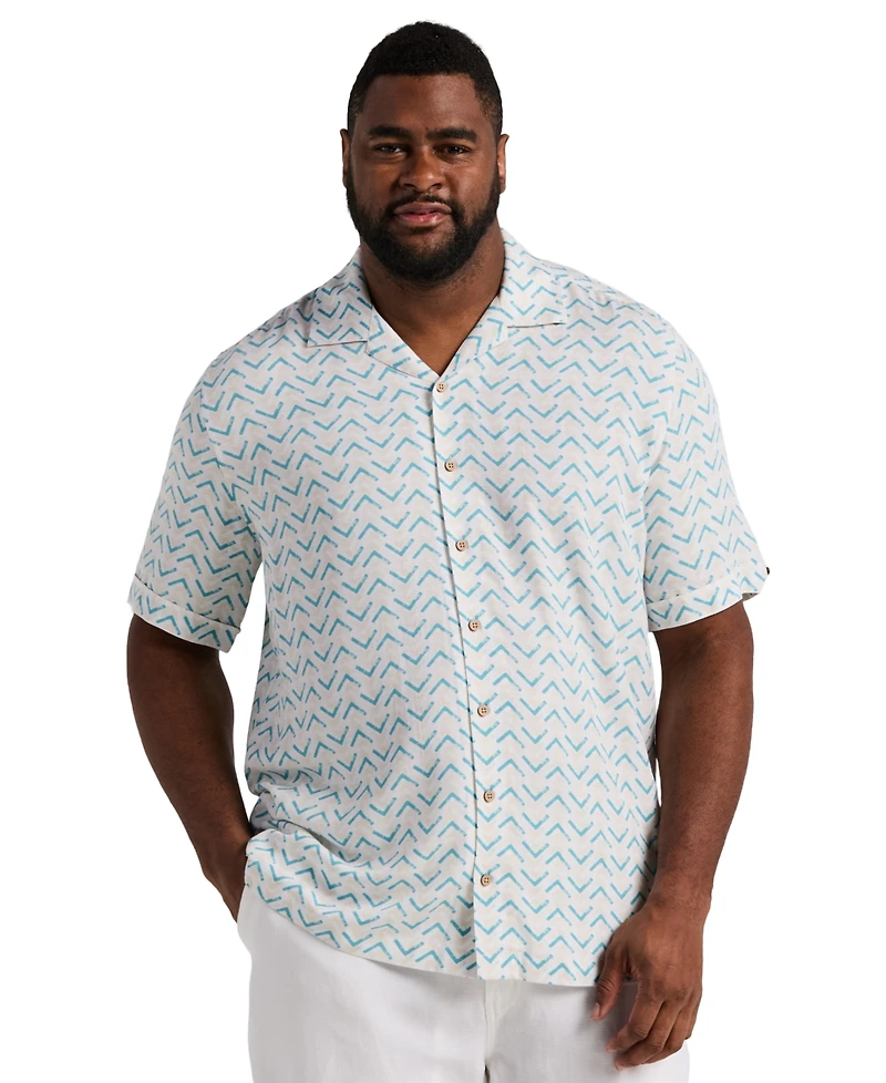 Cubavera Men's Big & Tall Geometric Print Camp Collar Shirt