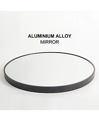 Laoties 24" Wall Mounted Round Mirror with Brushed Aluminum Frame for Bathroom, Entryway, Living Room