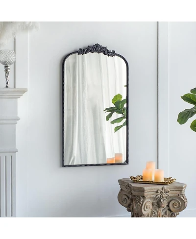 Laoties 24" x 42" Arched Wall Mirror, Vintage Baroque Bathroom Vanity Mirror with Ornate Floral Frame