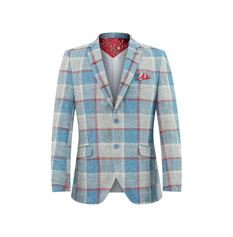 Elie Balleh Men's Slim Fit Plaid Sports Blazer