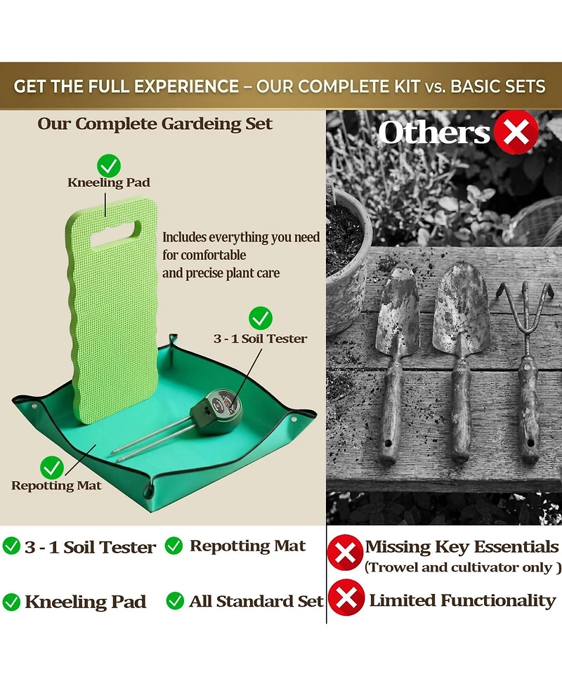 Xdovet Garden Tools Set Aluminum Kit Soil Tester Repotting Mat Kneeling Pad Gift Women Mom