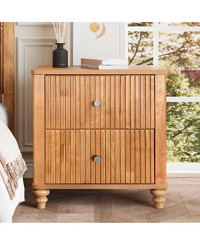 Streamdale Furniture Fluted 3-Drawer Mid-Century Modern Wood Nightstand 21.65'' Wide